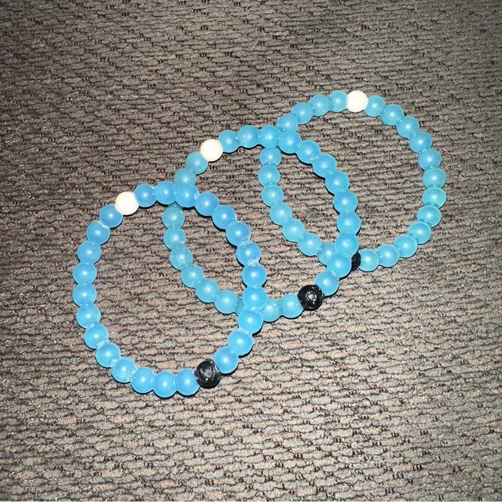 Lokai Blue Silicone Beaded Bracelets (Set of 3)